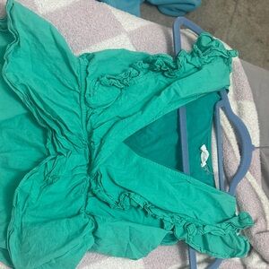 Green Ruffled Women's Top